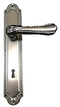 Maniglia per porta con placca lunga Linea CalìSissi - in Argento Antico Opaco