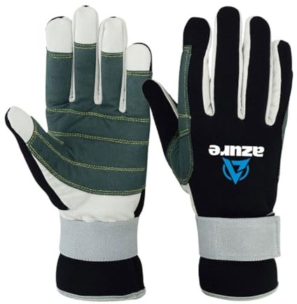Azure Neoprene Sports Gloves, Sailing, Boating, Yachting with Strong Amara Palm Anti-Slip Grip for Boating, Kayaking, Canoeing, All Water Sports,Mountain Biking, Cycling-Xlarge