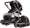 Magic ZC Poussette 3 en 1, Pousette Trio avec Conception Portable Pliable en Un Clic, Poussette Combinée avec Réversible Bidirectionnelle, Pousette Bebe avec Accessoires (739 Black Gold)