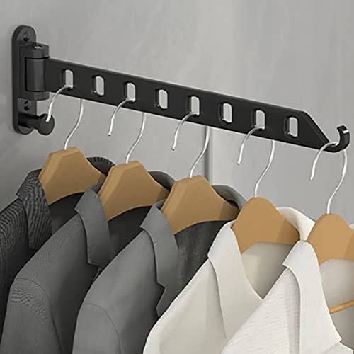 ZUIMENG Percheros Pared Plegable, Percha Pared Colgador Giratorio 180°, Ganchos para Colgar para Balcón, Lavadero, Baño (Negro, 8 Agujeros)