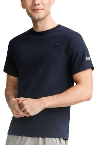 Champion Men's Classic Short Sleeve T-Shirt, Standard Fit, Midweight 100% Cotton, Available in Regular and Big & Tall, Deep Navy, 4X-Large