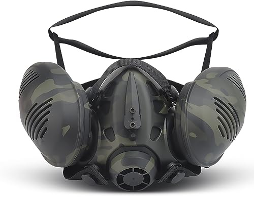 Yzpacc Tactical Respirator Mask Airsoft Face Protection Mask Paintball Half Face Mask Tactical Face Mask for Paintball Airsoft Hunting Shooting CS Game Halloween Party