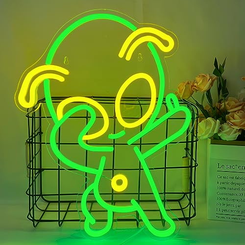 Letrero de neón de alienígena luz de neón de extraterrestre señal de neón verde alimentado por USB para bar, sala de juegos, sala, fiesta, letrero de neón de decoración de pared de Navidad
