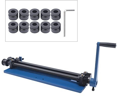 Rundbiege Maschine Sicken Manuell BöRdel WüRfelsäTzee Walzen Rollen Biege Bending Perlenwalzen Rollwerkzeug Bead Roller Rolling BiegegeräT FüR Blechverarbeitende Blau Mit 6 WüRfelsäTze 460Mm