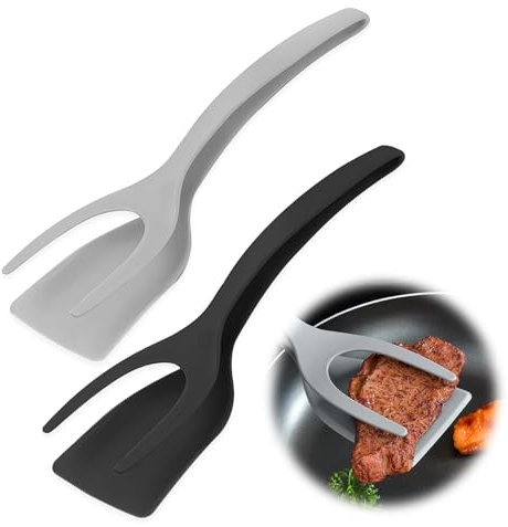 KJG Spiegelei Wender, 2 in 1 Spatula, Pfannenwender, Pfannkuchenwender, Pfannenwender Kunststoff, Pfannenwender Silikon, Hohe Temperaturbeständigkeit, Spatel Zum Pfannkuchen, Steak, Fisch Und Ei (B)