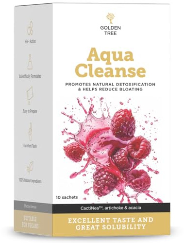 Golden Tree Aqua Cleanse – Bevanda Detox a Base di Estratto di Foglie di Carciofo con Cinarina, Equiseto ed Estratto di Radice di Tarassaco con Inulina – 10 Bustine