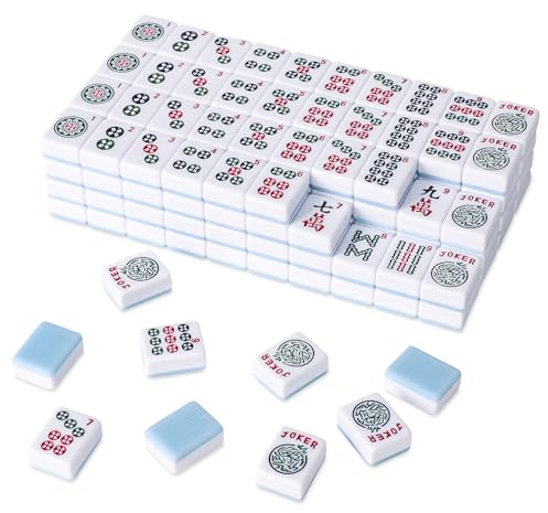 TIASUSAN American Mahjong Tile Set with 166 Blue Back Tiles (1.2”, Tiles Only)