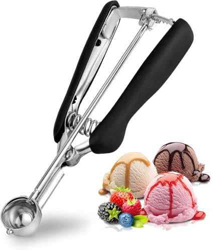 YUNYU Paletta per gelato in acciaio inox con rilascio a grilletto, paletta ergonomica per gelato per dessert, cottura, purè di patate e sorbetto, lavabile in lavastoviglie e resistente alla ruggine
