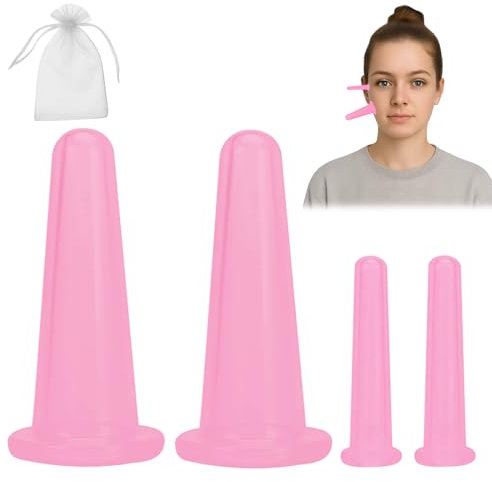 keyxer Juego de 4 ventosas para cara de silicona, juego de ventosas faciales, para masaje facial, masaje de ventosas, reafirmación de la piel