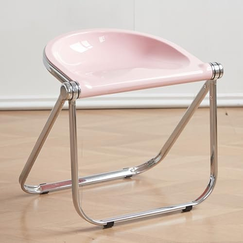 Chaise Pliante Interieur Pas Cher Capacité De Charge 250 Kg (551 LB) Chaise Transparente PC Et Matériaux Métalliques avec Dossier Incurvé 56 * 43 * 45CM(Rose)