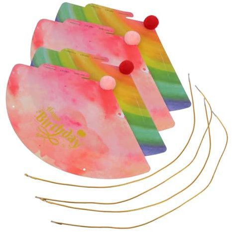 ABOOFAN 4 Pezzi Cappellini Cone per Feste Compleanno da Colorati con Pompom per Celebrazioni e Anniversari Leggeri e Resistenti Materiale Alta