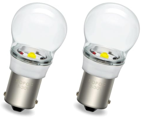 SOFOC P21W 1156 BA15S A25 Bombilla LED Blanco Luz Marcha Atrás Coche Luz de Circulación Diurna 6V 12V 24V 6-30V AC/DC Compatible Luz Techo Autocaravana 2Pcs