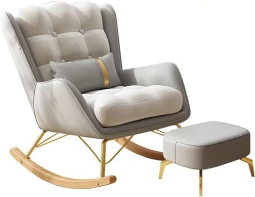 Gungstol med ländryggskudde bekvämstol brun stoppad lounge soffa elegant avkopplingsstol för vardagsrum