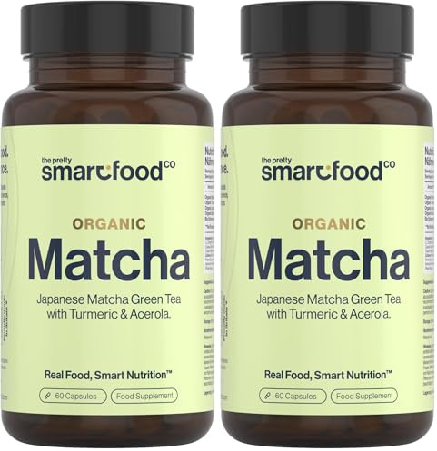 Green Tea Extract Capsules - Organic Matcha Green Tea Tablets - Boosted with Turmeric, Acerola Cherry & Black Pepper - 1360MG Complex - Green Tea Supplement - 60 Capsules - UK Made (Pack of 2)