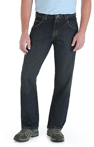 Wrangler Relaxed Straight Fit Jeans för män, Rugged Wear, avslappnade, rak passform