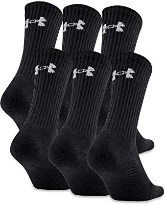 Under Armour Adult Charged Cotton Crew Socks, Multipairs , Black/Gray (6-Pairs) , X-Large
