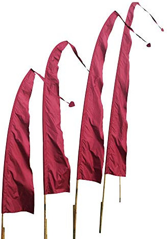 DEKOVALENZ - Balifahne SANUR, 5 Meter weinrot, Stoff ohne Stange, Umbul-Umbul Gebetsfahne
