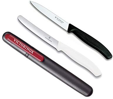 Victorinox 3-TLG. Messer-Set Küchenmesser Tafelmesser Messerschärfer Set SwissClassic Schwarz Weiß Edition
