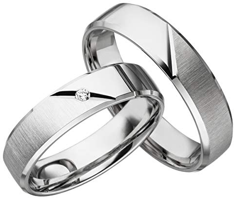 JC Trauringe 2 x Eheringe 925 Silber PAARPREIS inkl. Diamant und Gravur Ehe-ringe Verlobungs-ringe Brillant Partnerringe Wedding Rings Heiraten Platin Gold Weißgold S031