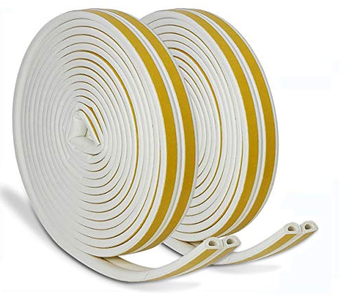 JEMESI Tira de Sellado Junta de 20 m(4 x 5 m),Goma burlete para Puerta Ventana colisiones Resistente al Agua Autoadhesiva para bloquear grietas y huecos (Blanco)