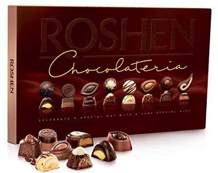 Roshen Chocolateria Gift Box, 6.84 oz / 194g, Assorted Gourmet Rich Milk Chocolate Truffles & Pralines Gift Basket, Perfect for Men & Women Valentine’s Day, Birthdays & Special Occasions