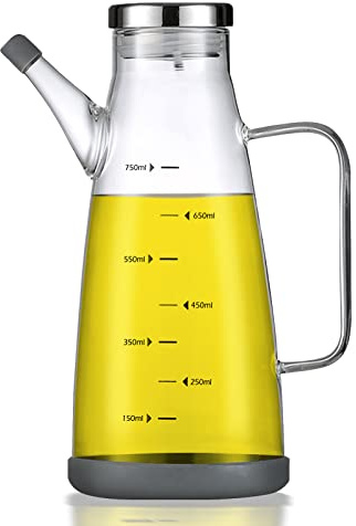Olive Oil Dispenser Bottle，25OZ Vinegar Bottles Cooking Oil Dispenser Bottle with Drip Free Spout and Non Slip Bottom Fits in Home,Kitchen,Barbecue,Party (750ML)