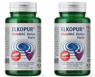 SCEN Elkopur GlutaNAC Detox – L‑Glutatione Ridotto + NAC + Vitamina E + Selenio – Capsule Gastroresistenti – Made in Italy – Confezione da 2