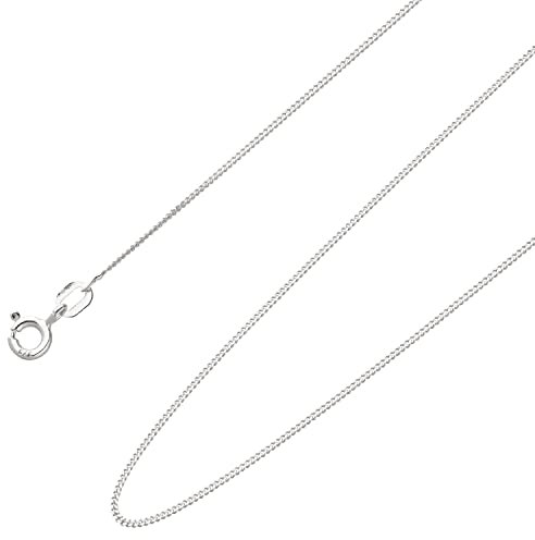 Ardeo Aurum Unisex Damen Herren Kette aus 375 Gold Weißgold Panzerkette Halskette 1 mm Breite und 60 cm Länge mit Federringverschluss