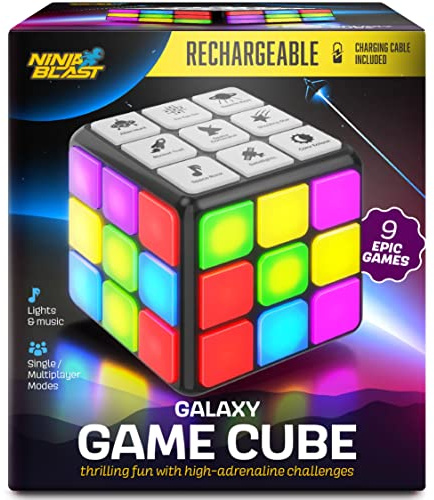 Rechargeable Game Activity Cube - Toys for Boys and Girls - 9 Fun Brain & Memory Games - Birthday Gifts for Age 6, 7, 8, 9, 10, 11, 12 Year Old Kids Teens - Best Boy Toy Gift Ideas