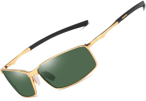AORON Gafas de sol polarizadas para hombre, deportes al aire libre, protección UV, gafas de conducción, dorado, talla única