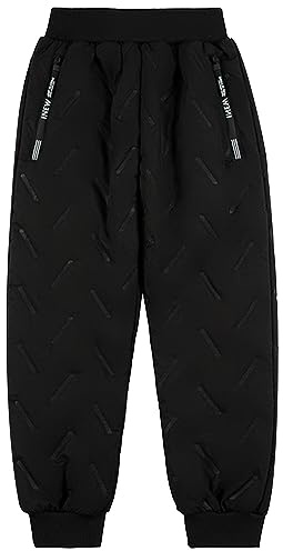 Adigau Pantalons Polaire Enfant Hiver Chaud Pantalons Imperméables Garçon Fille Coupe - Vent Pantalons Épaissir avec Poche Zippée Noir 5-6 Ans