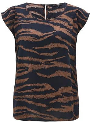 OPUS Damen Kurzarmbluse | Shirtbluse Fannie Safari Coal Blue, 38