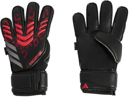 Adidas Unisex Match Fingersave Goalie Soccer Gloves, Black/Black/Lucid Red, 7