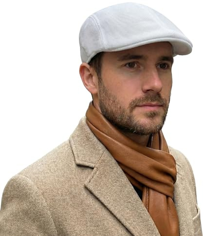 Lafefe Casquettes Plates pour Hommes, Blanc, Taille Unique
