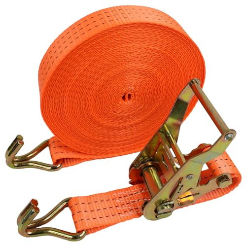 M&Catree Sangle à Cliquet avec Crochets, 38mm x 14 M Sangle d'Arrimage à Cliquet, Sangles de Serrage Charge Max. 3000 kg