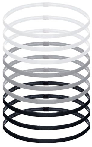 Chiluxendo 9 Stück Haarband Jungs Sport, Stirnband Nicht Rutschend, Haarbänder Damen Dünn, Stirnbänder Elastische Silikon Rutschfeste zum Laufen, Yoga, Training im Fußball und Mehr, 3 Farben