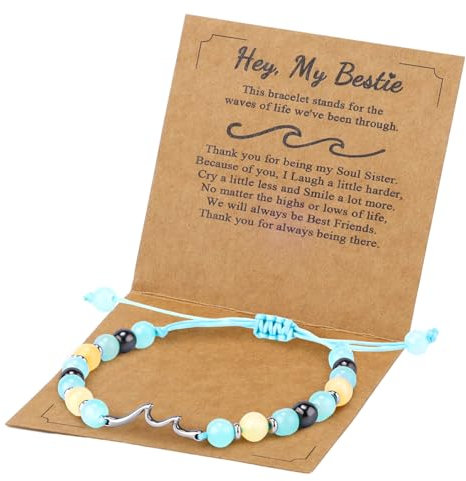 Mikovivi Inspirierende Armbänder für Frauen, Wellenarmband für Frauen Stein Edelstahl Armbänder Frisch und Elegant Wellen Freundschaftsarmband für Frauen Seelenfreundschaftsgeschenke