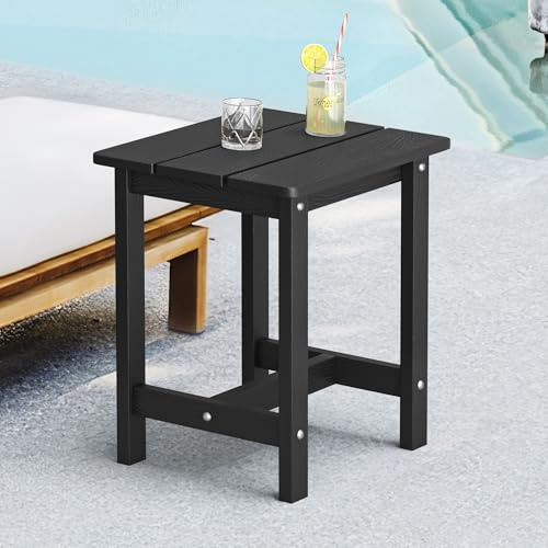LUE BONA Mesa Auxiliar Jardín,Mesa de Jardín Exterior Rectangular HDPS,Impermeable y Anticorrosión,Mesa Auxiliar para Exterior,Balcón Terraza,Jardín,41 x 31 x 43 cm,Negro