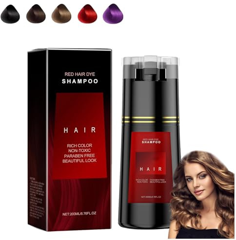 Hair Dye Shampoo, Natural Instant Dye Shampoo, Novahair Color Restoring Shampoo, Hair Color Shampoo for Gray Hair Coverage and Beard, Quick, Easy, Long Lasting, Safe (Red)