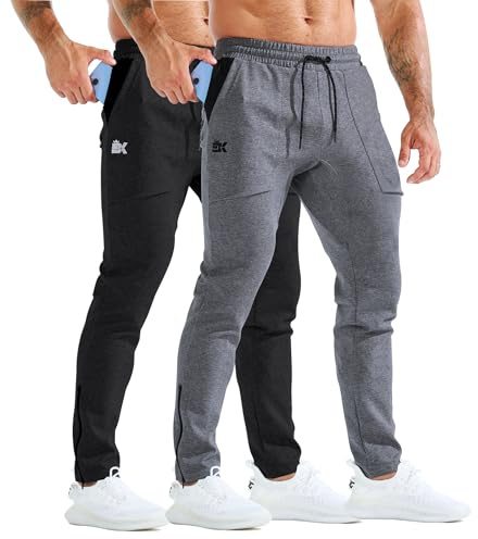 BROKIG Mens ZeroArmor Gym Joggers Jogging Bottoms Running Trousers | Slim Fit Tracksuit Bottoms, Casual, Sports, Training, Track Pants, Zip Pockets, Uncuffed, Tapered,Ankle Zip,Elasticated Waist