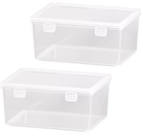 LdawyDE Karteikarten Box Groß, 2 Stück Karteikasten,15,8 x 11,8 x 7,2 cm Karteikartenbox mit Deckel, Vokabelbox für bis zu 500 Karten für Karteikasten, Lernkarten, Visitenkarten