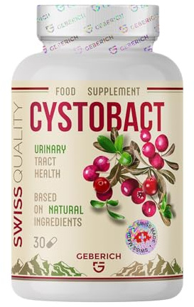 Capsule CYSTOBACT | Supporto Vie Urinarie | D-Mannosio 720mg + Estratto di Mirtillo Rosso 300mg | Aiuta Funzione Depurativa | con Arbutus unedo (5% Arbutina) 300mg e Bioflavonoidi | 30 Capsule