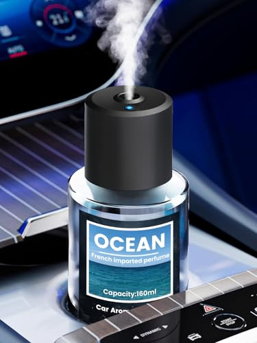 160 ml Large Capacity Smart Car Air Freshener Diffuser with Natural Fragrance Perfume (Oceann), 5 Spray Modes, Auto On/Off, Fragrance Lasts 8–12 Months, Ultrasonic Atomization, BJ 011