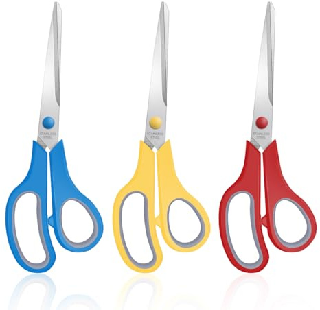 3 Packs 8 Sewing Craft Scissors Bulk,Multipurpose Heavy Duty Sharp Paper Scissors,All Purpose Stainless Steel Scissors for Home Office Student Teacher Supplies
