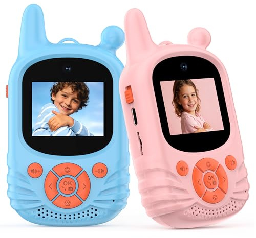 Walkie Talkie video per bambini, doppia fotocamera HD, confezione da 2 giocattoli ricaricabili, walkie talkie ricaricabile con portata di 100 m per bambini dai 3 ai 12 anni, regali per ragazzi e