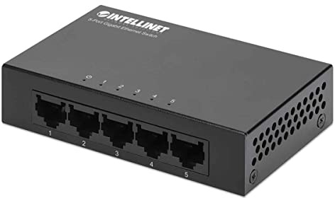 Intellinet 5-Port Gigabit Ethernet Network Switch, Ethernet Splitter - Unmanaged | Plug & Play | Auto Traffic Optimization | Fanless Metal Housing - for Computer Networking Hub, Desktop – 530378