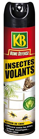 KB HOME DEFENSE HDVOL - Aérosol Anti-Insectes Volants 400 ml - Action foudroyante et sans odeur - Efficace contre les mites, guêpes, moustiques - Matière active d'origine végétale - Usage en intérieur