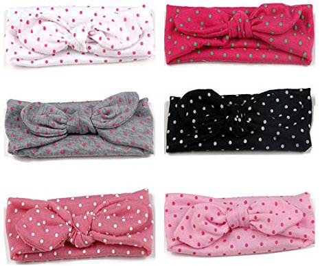 Jmitha 6 Stück Baby Stirnbänder - Verknotete Turban Mädchen Headwrap Knot für Neugeborene, Säuglinge, Kleinkinder - Kaninchenohren Knit Head Wraps (M für Kleinkind 15)