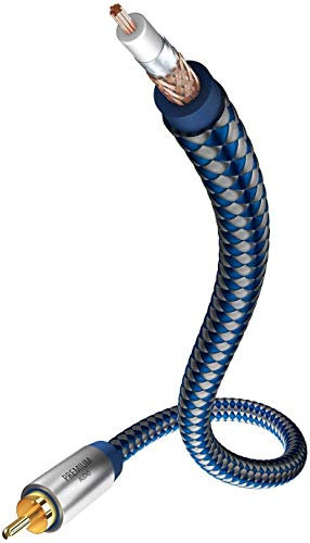 inakustik – 00408031 – Premium Mono-Subwooferkabel | Für kraftvollen und dynamischen Bass dank eines hohen Kupfergehaltes | 3,0m in Blau/Silber | 2-fache Abschirmung - Vollmetallstecker - moderner Geflechtschirm