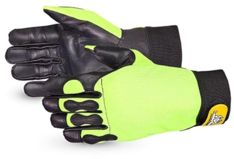 Superior Glove Chainsaw Gloves - Cut Resistant with Hi-Viz Yellow Work Gloves 385CS (1 Pair) Size X-Large
